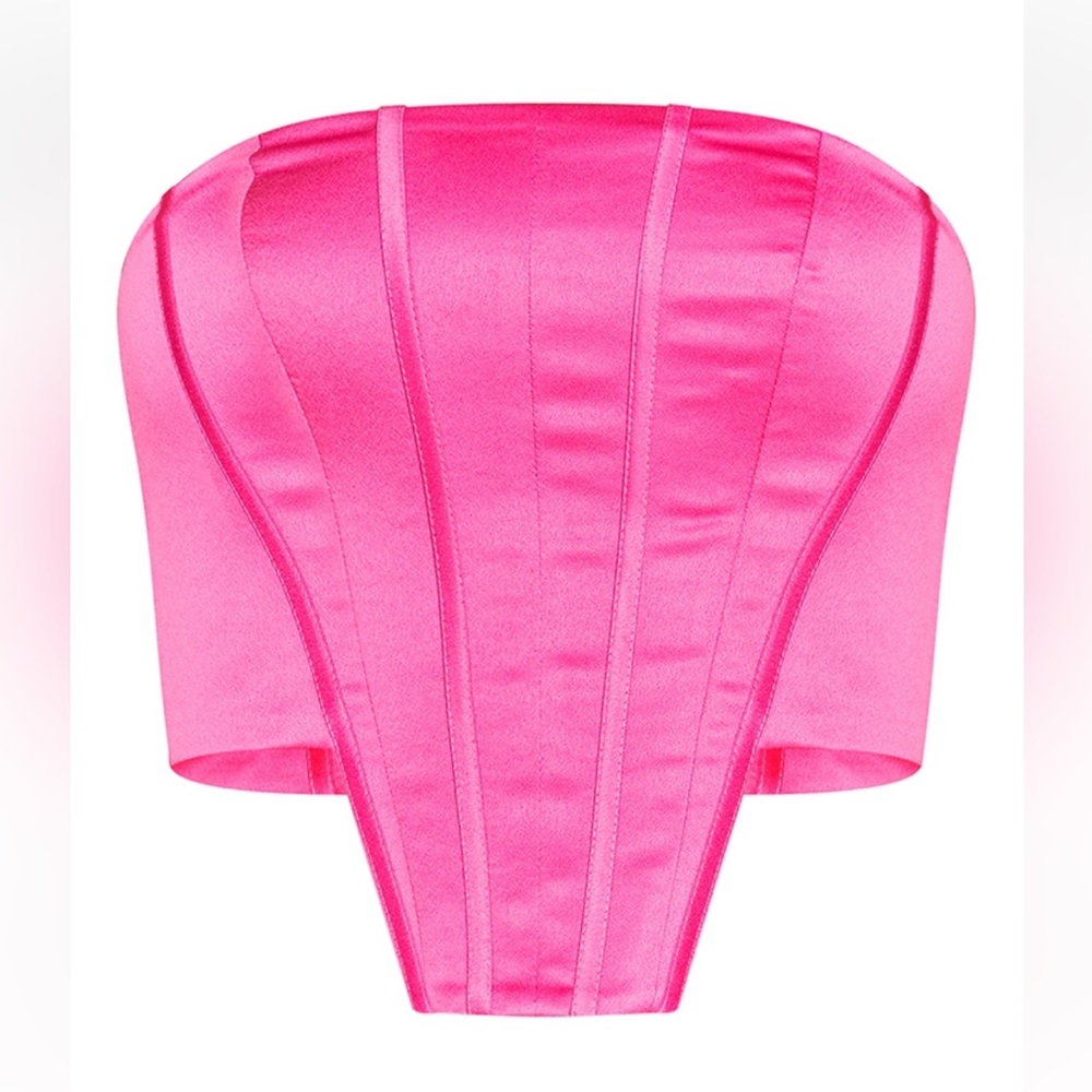 🖤BNWT PLT Shape Pink Structured Satin Curved Hem Corset 🖤